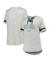 【送料無料】 プロファイル レディース Tシャツ トップス Women's Heather Gray North Carolina Tar Heels Plus Size Lace-Up T-shirt Heather Gray