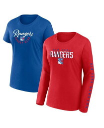 【送料無料】 ファナティクス レディース ナイトウェア アンダーウェア Women's Blue Red New York Rangers Long and Short Sleeve Two-Pack T-shirt Set Blue Red