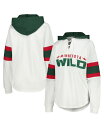 yz W[X[ tH[n[ oC J[ oNX fB[X TVc gbvX Women's White Green Minnesota Wild Goal Zone Long Sleeve Lace-Up Hoodie T-shirt White Green