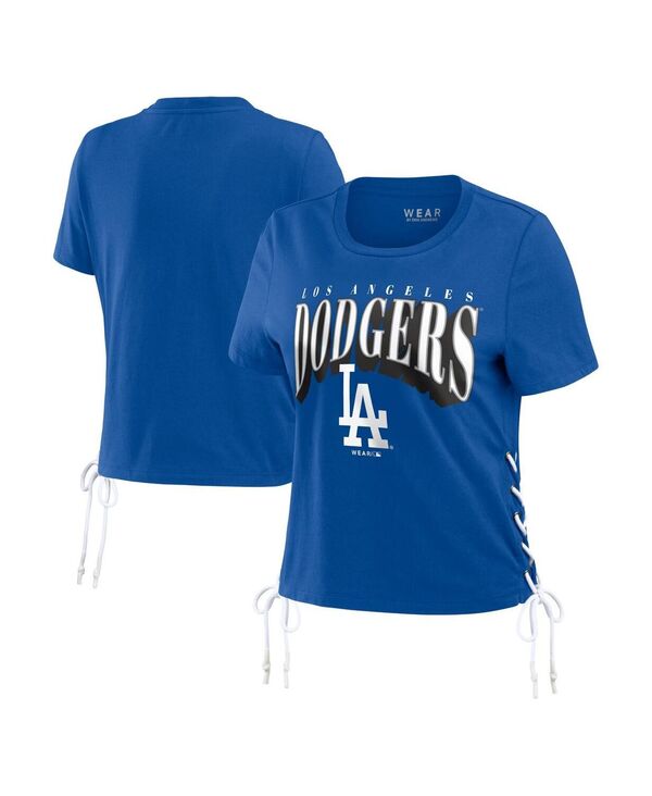 ウェア バイ エリン アンドルーズ レディース トップス Tシャツ クロップド レース WEAR by Erin Andrews Women's Royal Los Angeles Dodgers Side Lace-Up Cropped T-shirt Royal