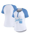 【送料無料】 ウェア バイ エリン アンドルーズ レディース Tシャツ トップス Women's White Distressed North Carolina Tar Heels Baseball Logo Raglan Henley T-shirt White