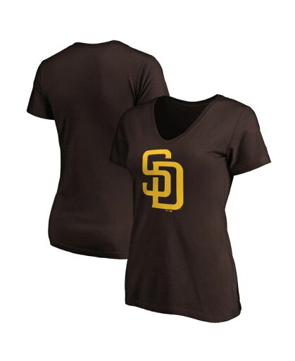 【送料無料】 ファナティクス レディース Tシャツ トップス Women's Brown San Diego Padres Core Official Logo V-Neck T-shirt Brown 【送料無料】 ファナティクス レディース Tシャツ トップス Women's Brown San Diego Padres Core Official Logo V-Neck T-shirt Brown