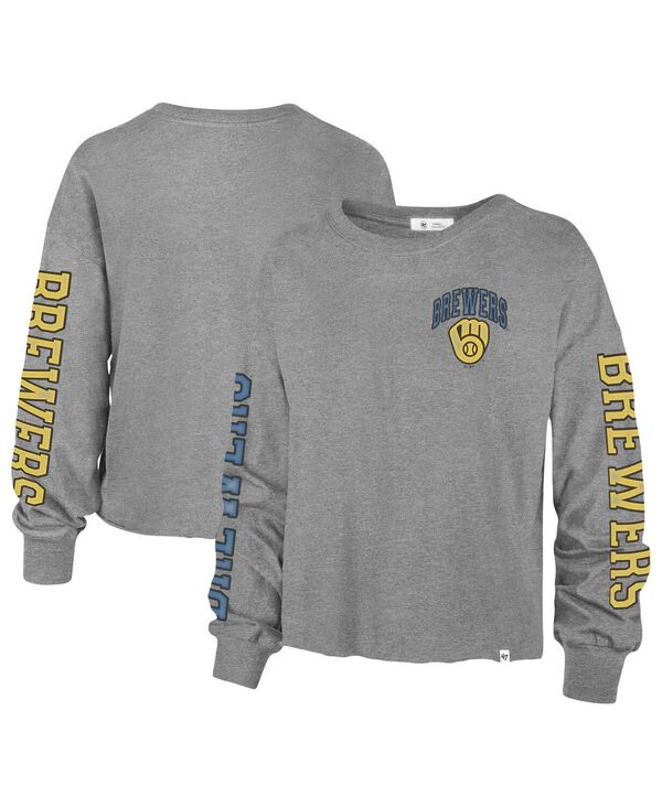 yz 47uh fB[X TVc gbvX Women's '47 Heathered Gray Milwaukee Brewers Ultra Max Parkway Long Sleeve T-shirt Heathered Gray