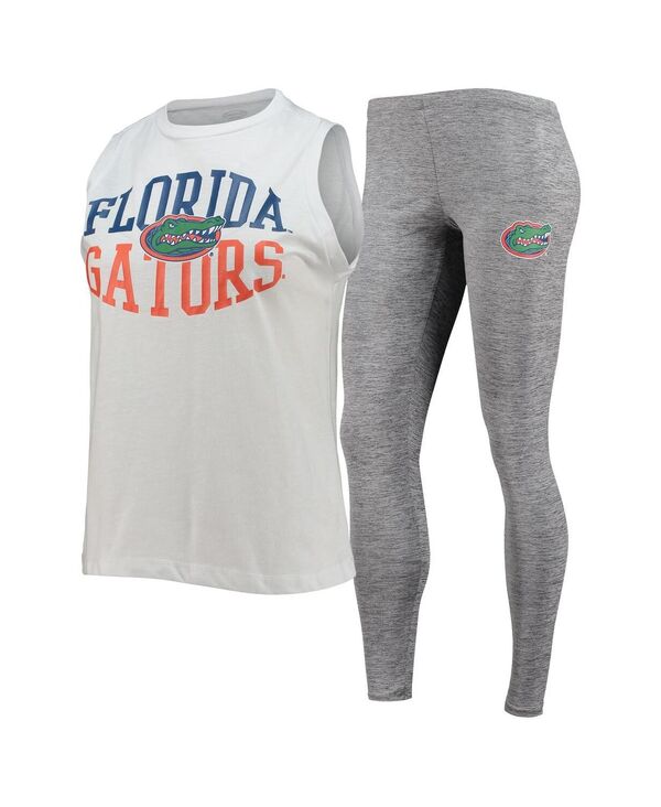 yz RZvc X|[c fB[X MX {gX Women's Charcoal and White Florida Gators Tank Top and Leggings Sleep Set Charcoal White