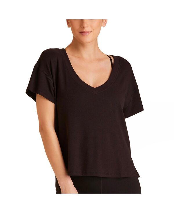 yz A fB[X TVc gbvX Women's V-Neck Indio Rib Tee Black