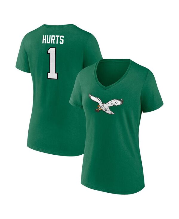 yz t@ieBNX fB[X TVc gbvX Women's Jalen Hurts Kelly Green Philadelphia Eagles Player Icon Name and Number V-Neck T-shirt Kelly Green