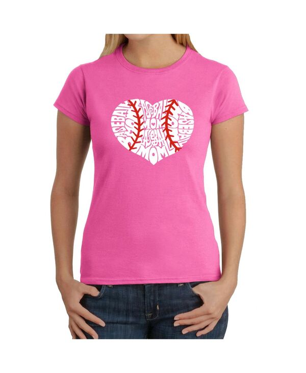 yz GG[|bvA[g fB[X Vc gbvX Women's Word Art T-Shirt - Baseball Mom Pink