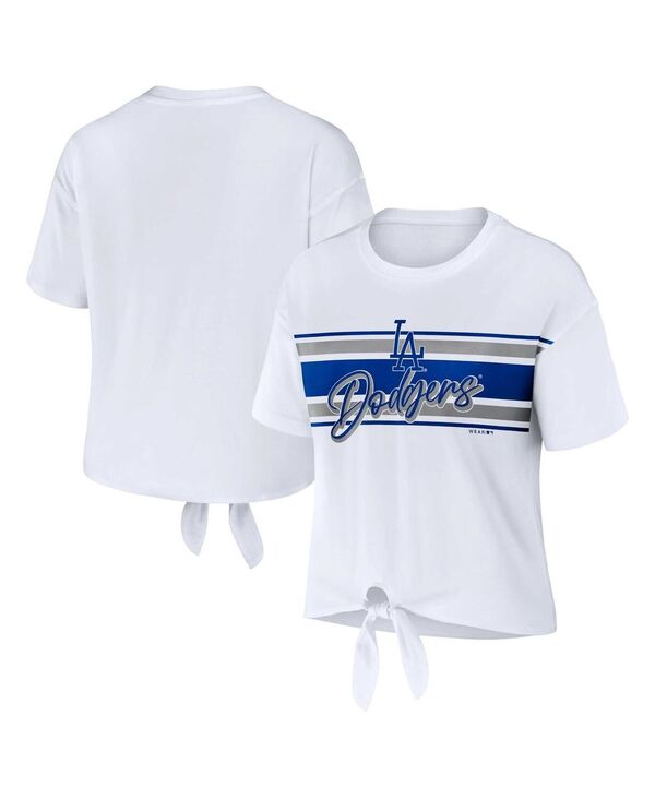ウェア バイ エリン アンドルーズ レディース トップス Tシャツ WEAR by Erin Andrews Women's White Los Angeles Dodgers Front Tie T-shirt White ホワイト