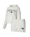 【送料無料】 コンセプツ スポーツ レディース ナイトウェア アンダーウェア Women 039 s White New England Patriots Fluffy Pullover Sweatshirt and Shorts Sleep Set White