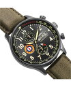  アヴィエイト メンズ 腕時計 アクセサリー Men's Hawker Hurricane Chronograph Army Green Genuine Leather Strap Watch 42mm Green