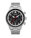 yz ABGCg Y rv ANZT[ Men's Hawker Hurricane Carey Dual Time Rangoon Silver-Tone Solid Stainless Steel Bracelet Watch 43mm Silver-Tone