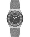 yz XJ[Q Y rv ANZT[ Men's Grenen Solar Powered Charcoal-Tone Stainless Steel Mesh Watch 37mm Charcoal