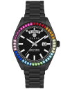 yz tBbvvC Y rv ANZT[ Men's Date Superlative Black Ion Plated Stainless Steel Bracelet Watch 42mm Black