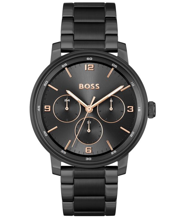 【送料無料】 ボス メンズ 腕時計 アクセサリー Men's Contender Quartz Multifunction Ionic Plated Black Steel Watch 44mm Ionic Plated Black Steel