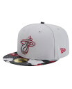 【送料無料】 ニューエラ メンズ 帽子 アクセサリー Men 039 s Gray Miami Heat Active Color Camo Visor 59FIFTY Fitted Hat Gray