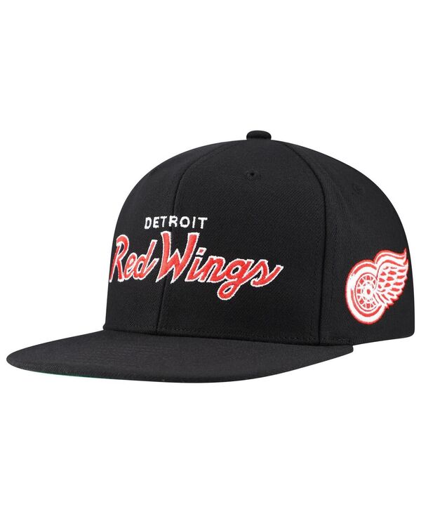 【送料無料】 ミッチェル&ネス メンズ 帽子 アクセサリー Men's Black Detroit Red Wings Core Team Script 2.0 Snapback Hat Black