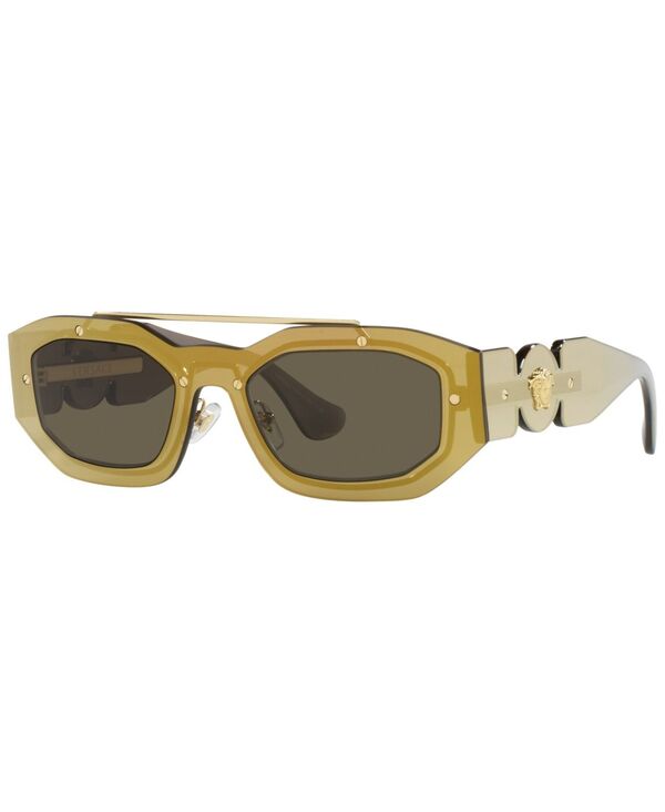 ヴェルサーチ 【送料無料】 ヴェルサーチ メンズ サングラス・アイウェア アクセサリー Biggie Unisex Sunglasses VE2235 Transparent Brown Mirror Gold-Tone