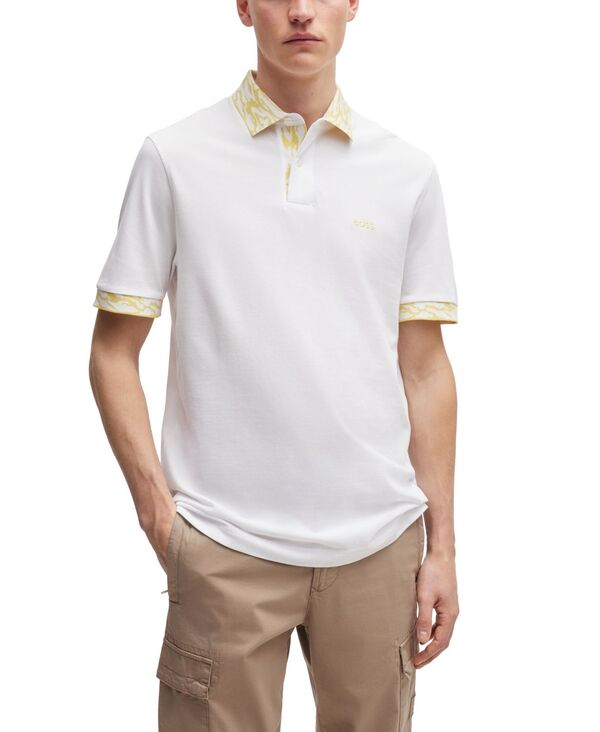 ヒューゴ・ボス ポロシャツ メンズ 【送料無料】 ヒューゴボス メンズ ポロシャツ トップス Men's Patterned Trims Polo Shirt White