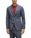 ヒューゴ・ボス コート メンズ 【送料無料】 ヒューゴボス メンズ ジャケット・ブルゾン アウター Men's Slim-Fit Micro-Patterned Jacket Open Blue