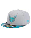 【送料無料】 ニューエラ メンズ 帽子 アクセサリー Men 039 s Gray Charlotte Hornets Active Color Camo Visor 59FIFTY Fitted Hat Gray