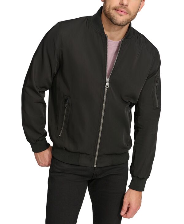  カルバンクライン メンズ ジャケット・ブルゾン アウター Men's Solid-Color Zipper Flight Jacket Black