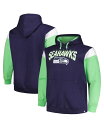 【送料無料】 プロファイル メンズ パーカー・スウェット フーディー アウター Men's College Navy Seattle Seahawks Big and Tall Trench Battle Pullover Hoodie Navy