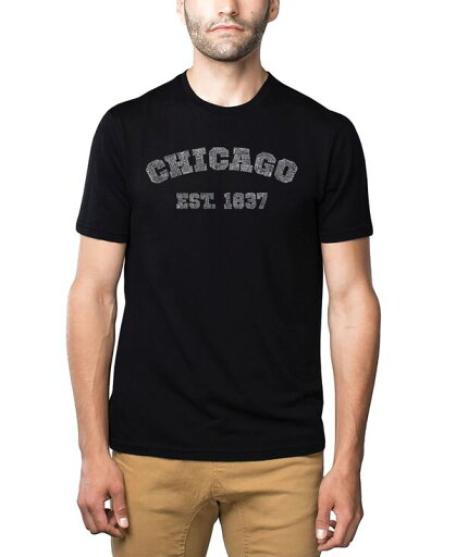 【送料無料】 エルエーポップアート メンズ Tシャツ トップス Men's Premium Word Art T-Shirt - Chicago 1837 Black 【送料無料】 エルエーポップアート メンズ Tシャツ トップス Men's Premium Word Art T-Shirt - Chicago 1837 Black