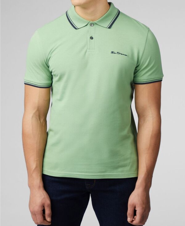 【送料無料】 ベンシャーマン メンズ ポロシャツ トップス Men's Signature Short Sleeve Polo Shirt Grass Green