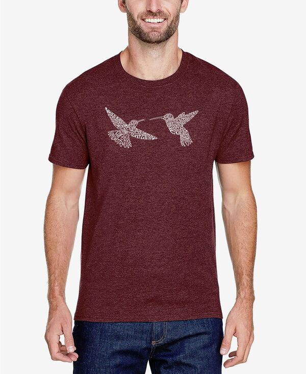  エルエーポップアート メンズ Tシャツ トップス Men's Hummingbirds Premium Blend Word Art T-shirt Burgundy