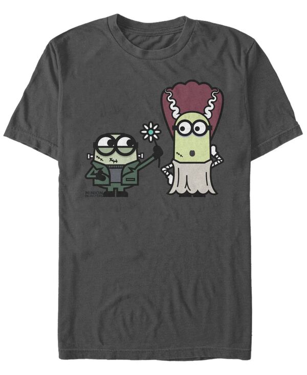 【送料無料】 フィフスサン メンズ Tシャツ トップス Despicable Me Men's Minions Frankenstein and His Bride Halloween Short Sleeve T-Shirt Charcoal