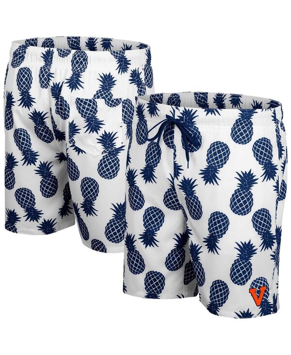 【送料無料】 コロシアム メンズ ハーフパンツ・ショーツ 水着 Men's White Virginia Cavaliers Pineapples Swim Shorts White