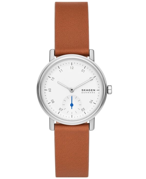 【送料無料】 スカーゲン レディース 腕時計 アクセサリー Women's Kuppel Lille Quartz Three Hand Brown Leather Watch 32mm Brown