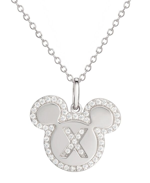  ディズニー レディース ネックレス・チョーカー・ペンダントトップ アクセサリー Mickey Mouse Cubic Zirconia Initial Pendant 18