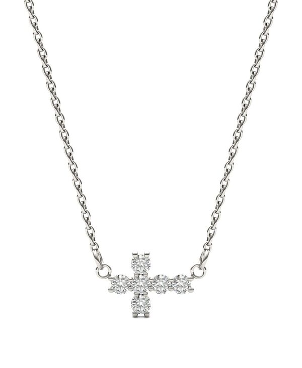 yz `[Y Ah Ro[h fB[X lbNXE`[J[Ey_ggbv ANZT[ Moissanite Fixed Cross Necklace (1/5 Carat Total Weight Certified Diamond Equivalent) in 14K White Gold White Gold