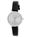 yz [AVC fB[X rv ANZT[ Women's Clean Black Faux Leather Watch 30mm Silver