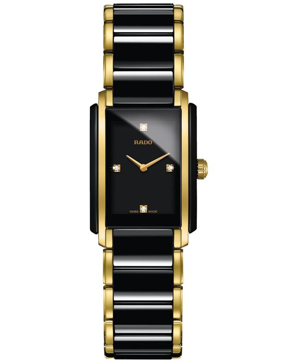 【送料無料】 ラド レディース 腕時計 アクセサリー Women's Swiss Integral Diamond Accent Black Ceramic & Gold-Tone Stainless Steel Bracelet Watch 23x33mm R20845712 No Color