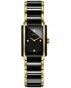 yz h fB[X rv ANZT[ Women's Swiss Integral Diamond Accent Black Ceramic & Gold-Tone Stainless Steel Bracelet Watch 23x33mm R20845712 No Color