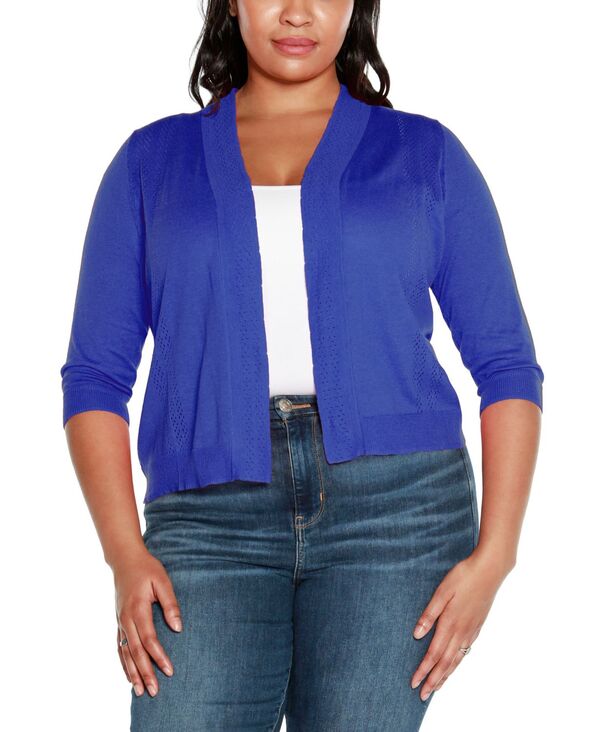 【送料無料】 ベルディーニ レディース ニット・セーター カーディガン アウター Plus Size 3/4 Sleeve Open Cardigan Sweater Cobalt