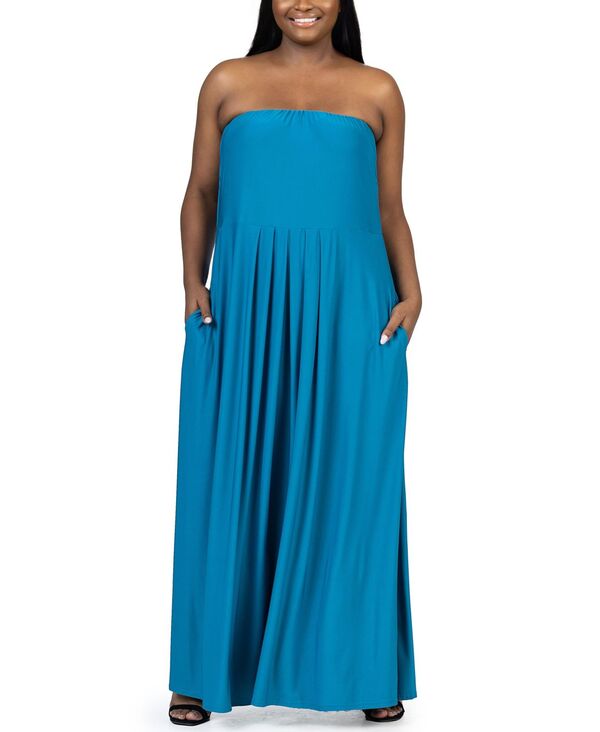 【送料無料】 24セブンコンフォート レディース ワンピース トップス Plus Size Strapless Maxi Dress with Pockets Teal