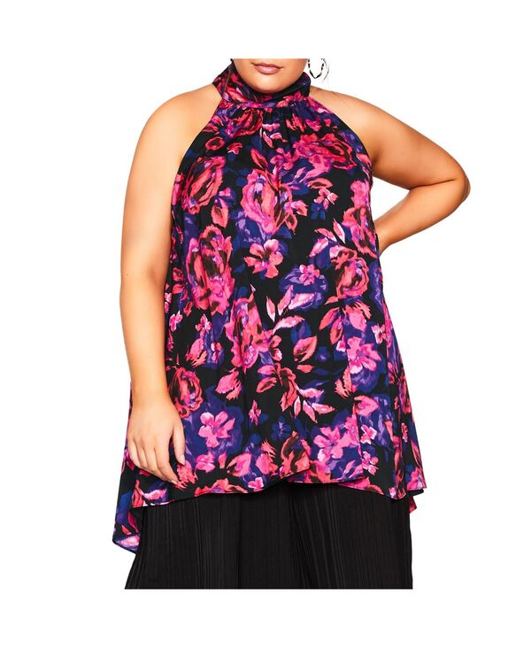 【送料無料】 シティーシック レディース シャツ トップス Plus Size Hi Lo Shine Print Tunic Purple