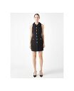 yz GhX[Y fB[X s[X gbvX Women's Collared Tweed Sleeveless Mini Dress Black