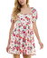 【送料無料】 シティー スタジオ レディース ワンピース トップス Juniors' Floral Print Puff-Sleeve Fit & Flare Dress Blush/mage