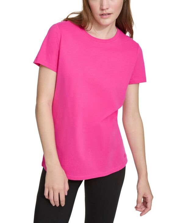  カルバンクライン レディース Tシャツ トップス Women's Cotton Embroidered-Logo Crewneck Tee Electric Pink