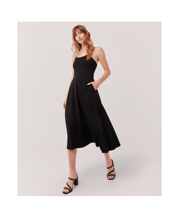 【送料無料】 パクト レディース ワンピース トップス Organic Cotton Fit & Flare Midi Dress Black