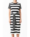 yz CObVt@Ng[ fB[X s[X gbvX Women's Contrast Stripe Knit Midi Dress Black/white