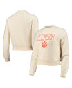 【送料無料】 オルタナティヴ アパレル レディース パーカー・スウェット アウター Women's Cream Distressed Clemson Tigers Eco-Teddy Baby Champ Tri-Blend Sweatshirt Cream