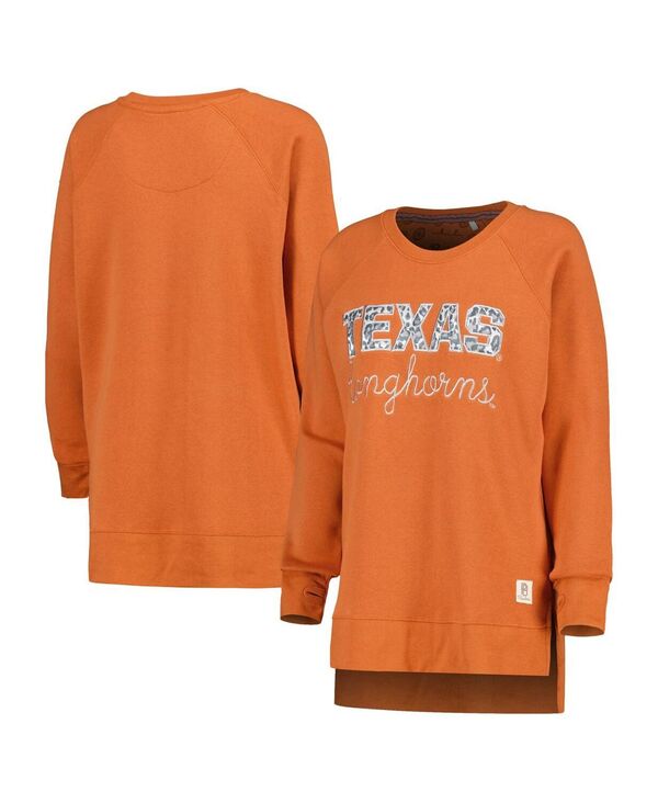 yz vX{bNX fB[X p[J[EXEFbg AE^[ Women's Texas Orange Texas Longhorns Steamboat Animal Print Raglan Pullover Sweatshirt Texas Orange