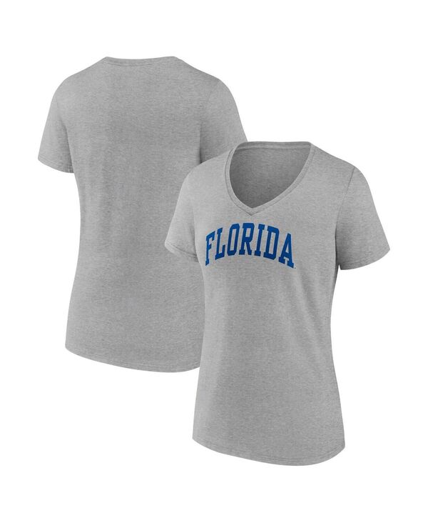 yz t@ieBNX fB[X TVc gbvX Women's Heather Gray Florida Gators Basic Arch V-Neck T-shirt Heather Gray