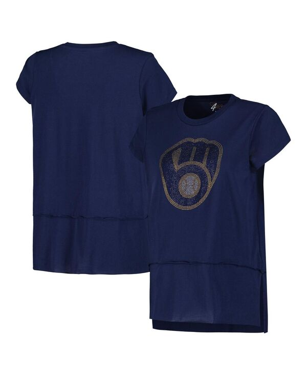 yz W[X[ tH[n[ oC J[ oNX fB[X TVc gbvX Women's Navy Milwaukee Brewers Cheer Fashion T-shirt Navy