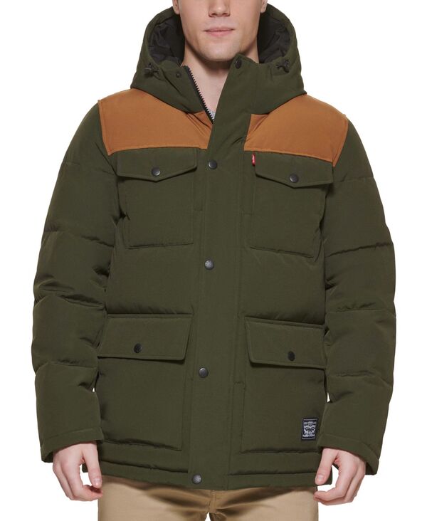 【送料無料】 リーバイス メンズ ジャケット・ブルゾン アウター Levi’s&reg; Men's Quilted Four Pocket Parka Hoody Jacket Olive/Wo..